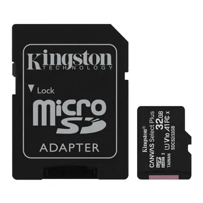 Vista lateral de Memoria Micro Sd 32Gb Kingston Cl10 Canvas Select Plus C/Adaptador 100 Mb/S