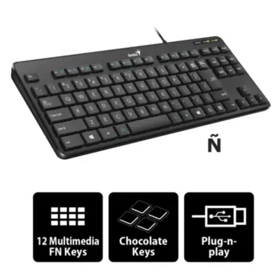 Detalles accesorios de Teclado Usb Genius Compacto Luxemate 110 En Espanol Negro