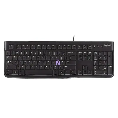 Vista lateral de Teclado Usb Logitech K120 Espanol Negro