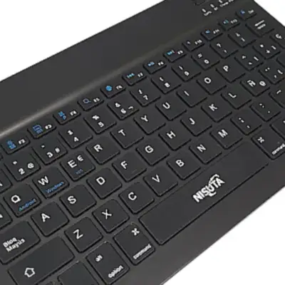 Detalles accesorios de Teclado Nisuta Bluetooth TE10B Espanol compacto y ultra delgado