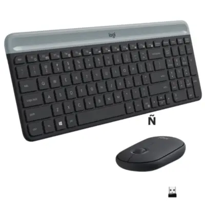 Kit Teclado Y Mouse Logitech Inalambricos Mk470 Slim Combo Espanol Graphite