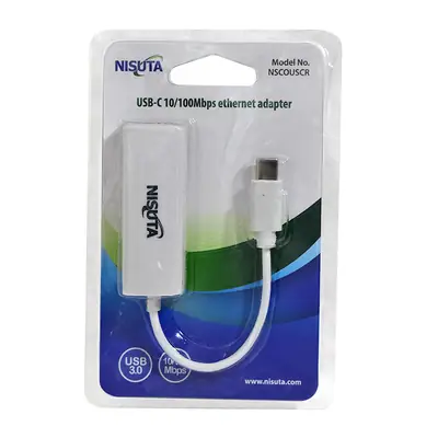 Detalles accesorios de Adaptador Red Rj45 Usb-C 10/100 Mbps Nisuta Nscouscr