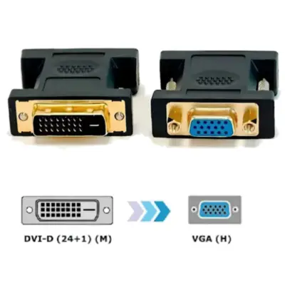 Vista lateral de Adaptador Dvi-D Macho 24+1 / Vga (Hd-15) Hembra (No Es Un Conversor Ver Nota)