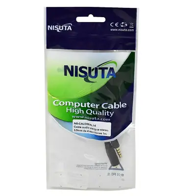 Detalles accesorios de Cable Miniplug 3,5 4 Polos Macho-Hembra 1M Nisuta Negro
