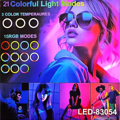 Detalles accesorios de Aro Led RGB con Tripode 30 cm diametro