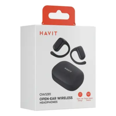 Vista lateral de Auricular Inalambrico Havit OWS911 Bluetooth 5.3 Openear Negro