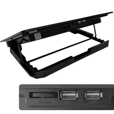 Vista lateral de Base Para Notebook Teros TE-7020N Reclinable 2 ventiladores 15,6 pulg