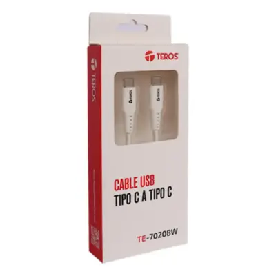 Detalles accesorios de Cable Usb C Macho / C Macho 1 m Blanco PD 100W Teros