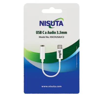 Detalles accesorios de Cable Usb-C Macho A Miniplug 3,5Mm Hembra 10Cm Nisuta