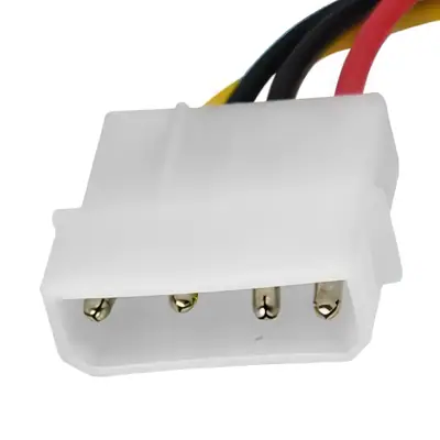 Vista lateral de Cable Sata Power (Molex Macho A Sata Hembra) Con Traba