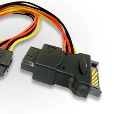 Vista lateral de Cable Sata Power (Sata Macho A 2 Sata Hembra + 1 Molex Hemb)