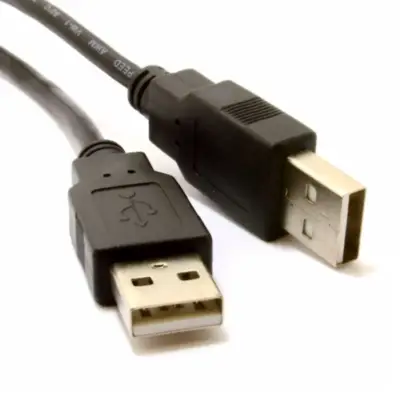 Vista lateral de Cable Usb 2.0 A/A Macho-Macho 1,8 Mts Negro