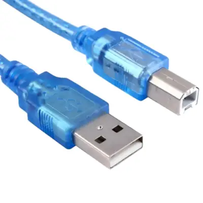 Vista lateral de Cable Usb 2.0 A/B Macho-Macho 2 Mts Blindado Azul