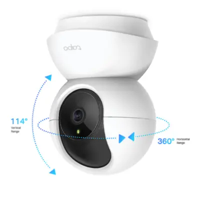 Vista lateral de Camara Seguridad IP Wifi Cloud Tp-Link Tapo C200 Blanca
