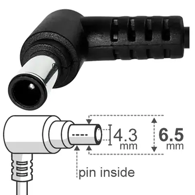 Vista lateral de Fuente 14 V 3.5 A Belsic 23910 P/Monitor Ficha 6.5 X 4.4 Mm C/Pin Interior (Samsung / Lg)