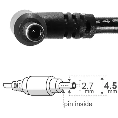Vista lateral de Fuente 19,5 V 3,33 A Belsic 24210 Cargador P/Notebook Ficha 4,5 X 2,7 Mm C/Pin Interior (H)