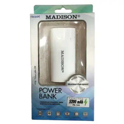 Detalles accesorios de Cargador Portatil 5200 Mah Madison PB104