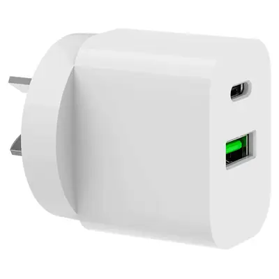 Vista lateral de Cargador 20W Usb-C + Usb-A Carga Rapida 3A Noga NGA-123