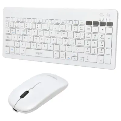 Detalles accesorios de Kit Teclado Nisuta Inalambrico + Bluetooth Compacto Espanol Blanco Recargable