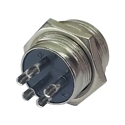 Vista lateral de Ficha Conector Gx16 6 Pines Macho Aviacion A Chasis