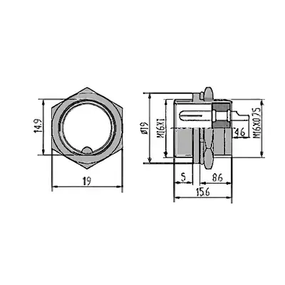 Detalles accesorios de Ficha Conector Gx16 6 Pines Macho Aviacion A Chasis
