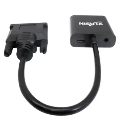 Vista lateral de Adaptador Conversor Dvi-D 24+1 Macho / Vga Hembra Con Audio
