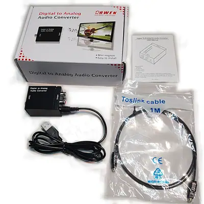 Detalles accesorios de Conversor Audio Digital Optico Toslink A Rca Analogico Arwen Dk201C