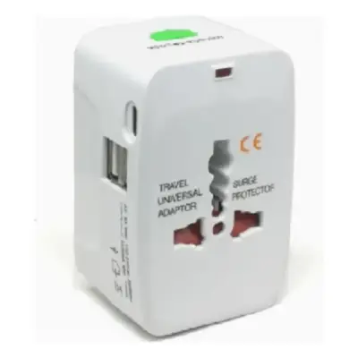 Detalles accesorios de Adaptador Enchufe Universal Viajero Usa Europa Asia Con cargador USB A