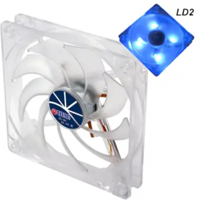 Fan 120Mm Led Azul 3Pin+Adpt 25Mm Espesor 1000Rpm Rulem Titan