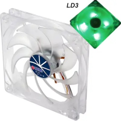 Fan 120Mm Led Verde 3Pin+Adpt 25Mm Espesor 1000Rpm Rulem Titan