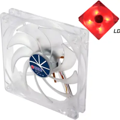 Fan 120Mm Led Rojo 3Pin+Adpt 25Mm Espesor 1000Rpm Rulem Titan