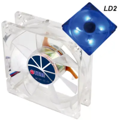 Fan 80Mm Luz Led Azul 3Pin+Adpt 2000Rpm Ruleman Titan