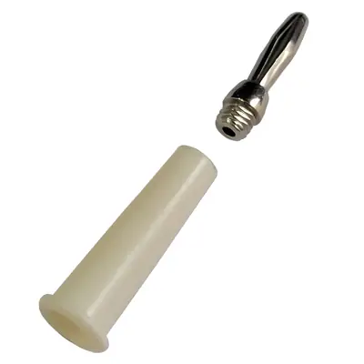 Vista lateral de Ficha Banana Plug Macho Estandar Blanco