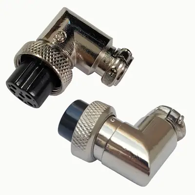 Detalles accesorios de Ficha Conector Gx16 6 Pines Hembra Aviacion A Cable 90 Grados