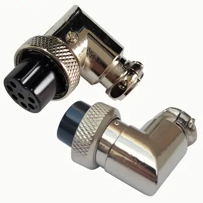Detalles accesorios de Ficha Conector Gx16 7 Pines Hembra Aviacion A Cable 90 Grados
