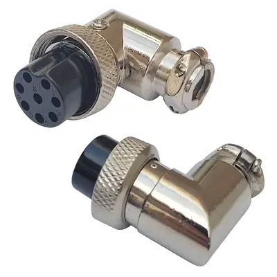 Detalles accesorios de Ficha Conector Gx16 8 Pines Hembra Aviacion A Cable 90 Grados