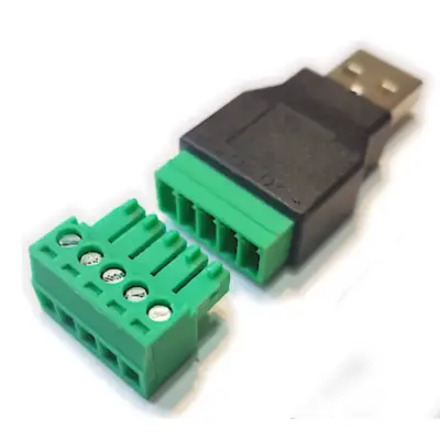 Vista lateral de Conector Ficha Usb 2.0 A Macho A Bornera