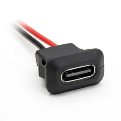 Vista lateral de Conector Ficha Usb C Hembra 2 Pines Usb-C (solo carga)