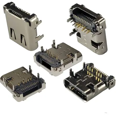 Detalles accesorios de Conector Ficha Usb C Hembra 24 Pines Usb-C-Ch24 (12 Pines 90 Grados + 12 Pines Rectos)