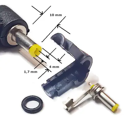 Detalles accesorios de Ficha Dc Hueco 4 X 1,7 X 10 Mm Plug Macho 90 Grados