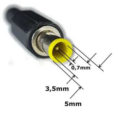 Detalles accesorios de Ficha Dc Hueco 5 X 3,5 X 9,5 Mm C/ Pin Central De 0,7 Mm Plug Macho