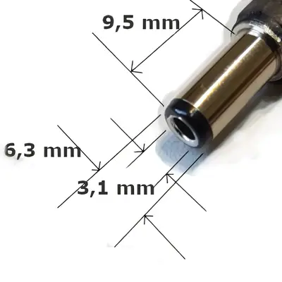 Detalles accesorios de Ficha Dc Hueco 6,3 X 3,1 X 9,5 Mm Plug Macho