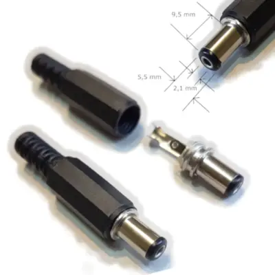 Detalles accesorios de Ficha Dc Hueco 5,5 X 2,1 X 9,5 Mm Plug Macho