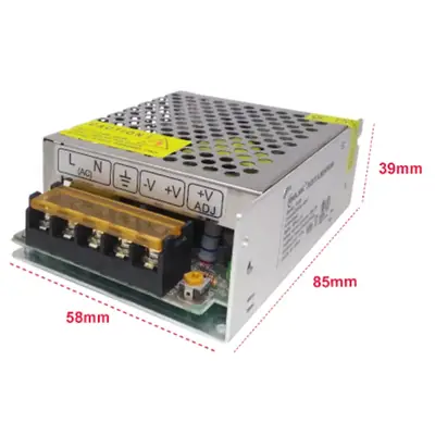Detalles accesorios de Fuente Switching 12V 3A Metalica Con Bornera