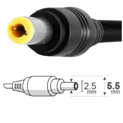 Vista lateral de Fuente Switching 5V 2A Con Ficha 5,5 X 2,5 Mm