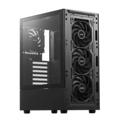 Vista lateral de Gabinete XPG Valor Mesh Compact Mid-Tower Chassis Negro HMT-BKCWW Fans x4