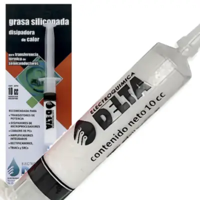 Detalles accesorios de Grasa Disipadora Termica Siliconada Blanca Jeringa 10Cc Delta