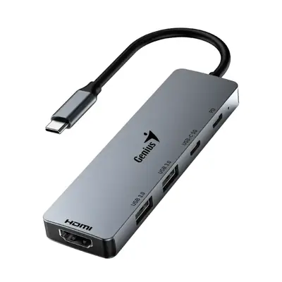 Adaptador Conversor Usb C Macho / Hdmi Hembra + Hub 1Xusb-C/2Xusb-A/1Xusb-C(Pd) Genius Uh-500