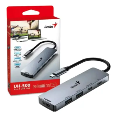 Detalles accesorios de Adaptador Conversor Usb C Macho / Hdmi Hembra + Hub 1Xusb-C/2Xusb-A/1Xusb-C(Pd) Genius Uh-500