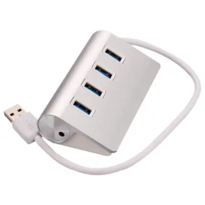 Hub Usb A 3.0 4 Puertos Plata Cable 25Cm